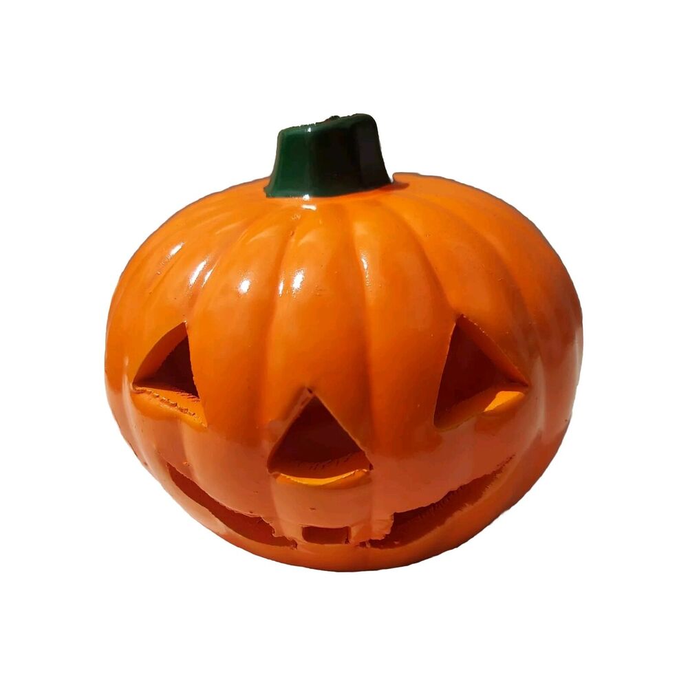 Ceramic Pumpkin Candle Lamp Robert Allen Halloween Ceramic Jack-o-Lantern Holder